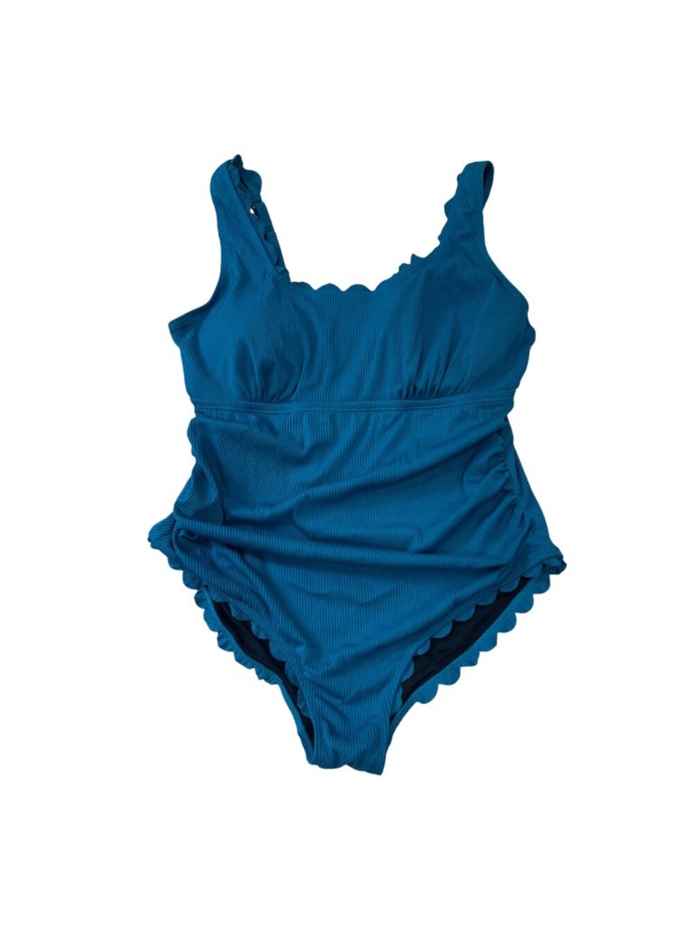 Charmo Ribbed One Piece Swimsuit Women's Plus Size 1X Scalloped Trim Modest